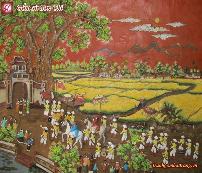 Tranh Gốm Bát Tràng - Vinh Quy Bái Tổ