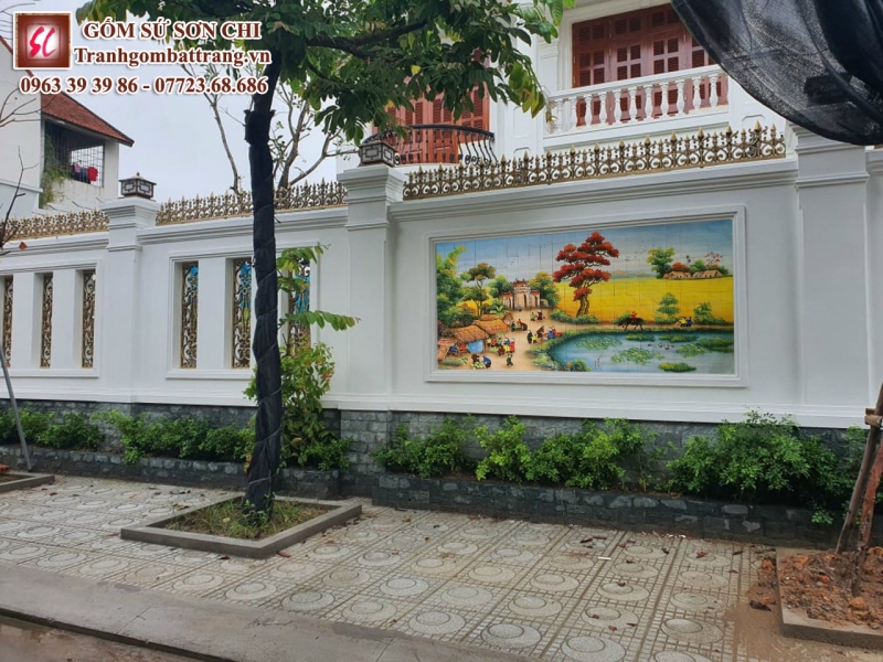 Các Mẫu Tranh Gốm Bát Tràng Cảnh Làng Quê 14