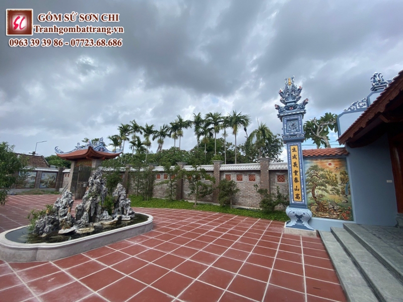 Tranh gốm cảnh hoa Bát Tràng - mẫu 06