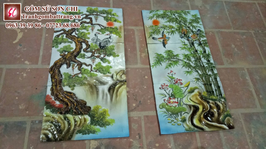 Tranh gốm phong thủy Bát Tràng - mẫu 34