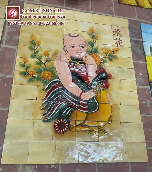Tranh gốm dân gian Bát Tràng - mẫu 38