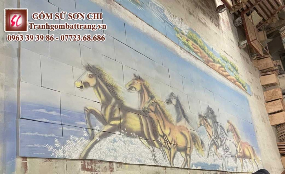 Tranh gốm phong thủy Bát Tràng - mẫu 42