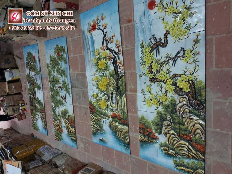 Tranh gốm phong thủy Bát Tràng - mẫu 43